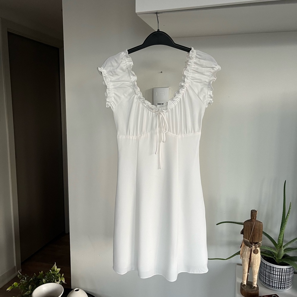 Aritzia Wilfred Savita White Mini Summer Bridal Vacation Dress Sz XXS, L - Picture 4 of 8